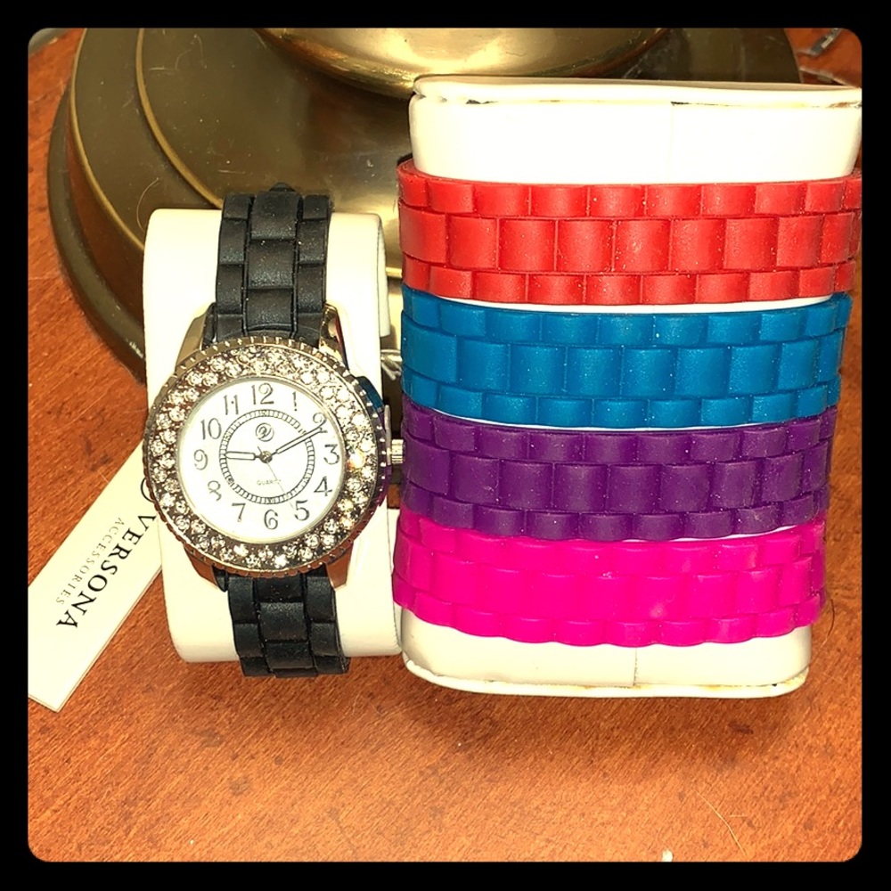 Versona Jeweled Watch w/Interchangeable Bands